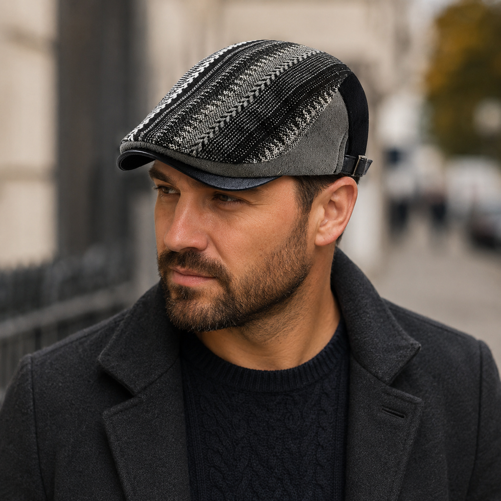Vintage Flat Cap – Adjustable Cotton Striped Hat for Men & Women Classic Style