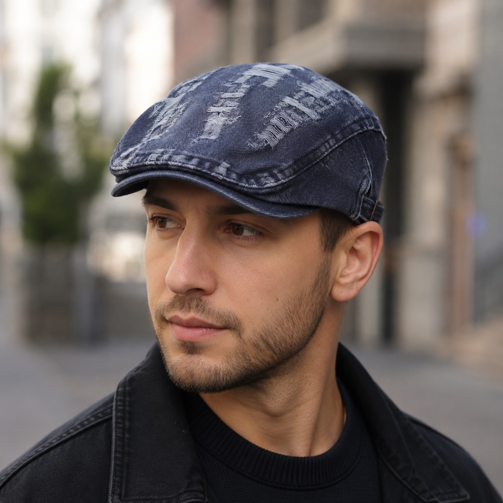 Denim Flat Cap – Classic Adjustable Cotton Hat | Breathable Summer Style