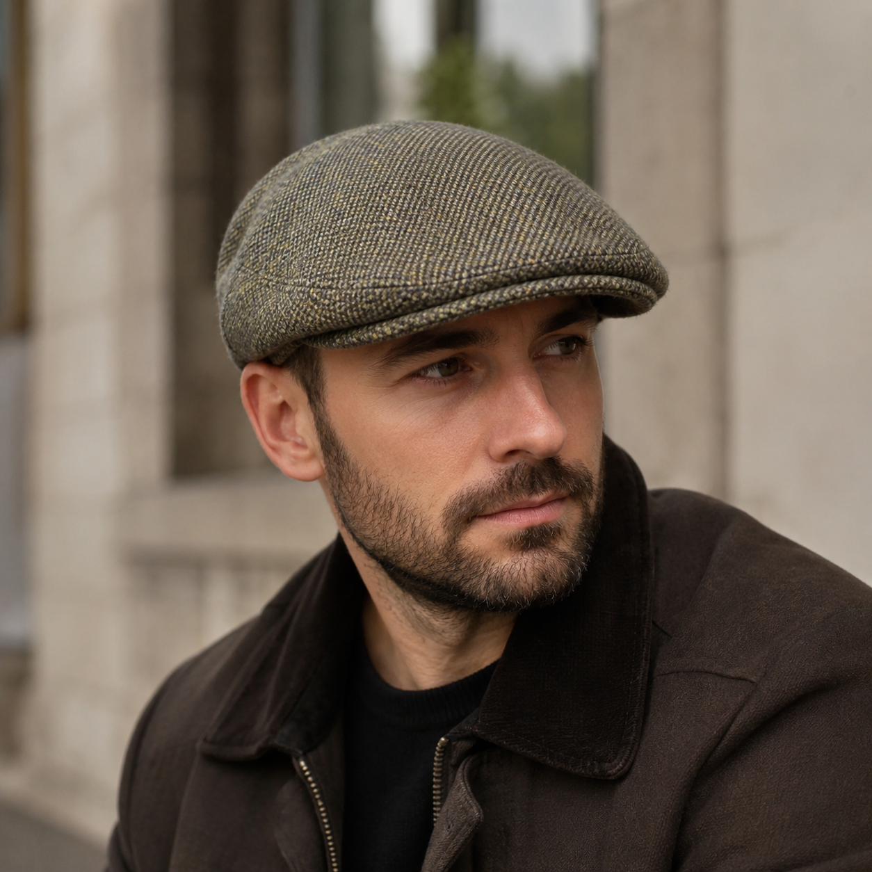 Wool Flat Cap Classic Khaki Flat Cap Hatloom Headwear 56-60 cm Unisex