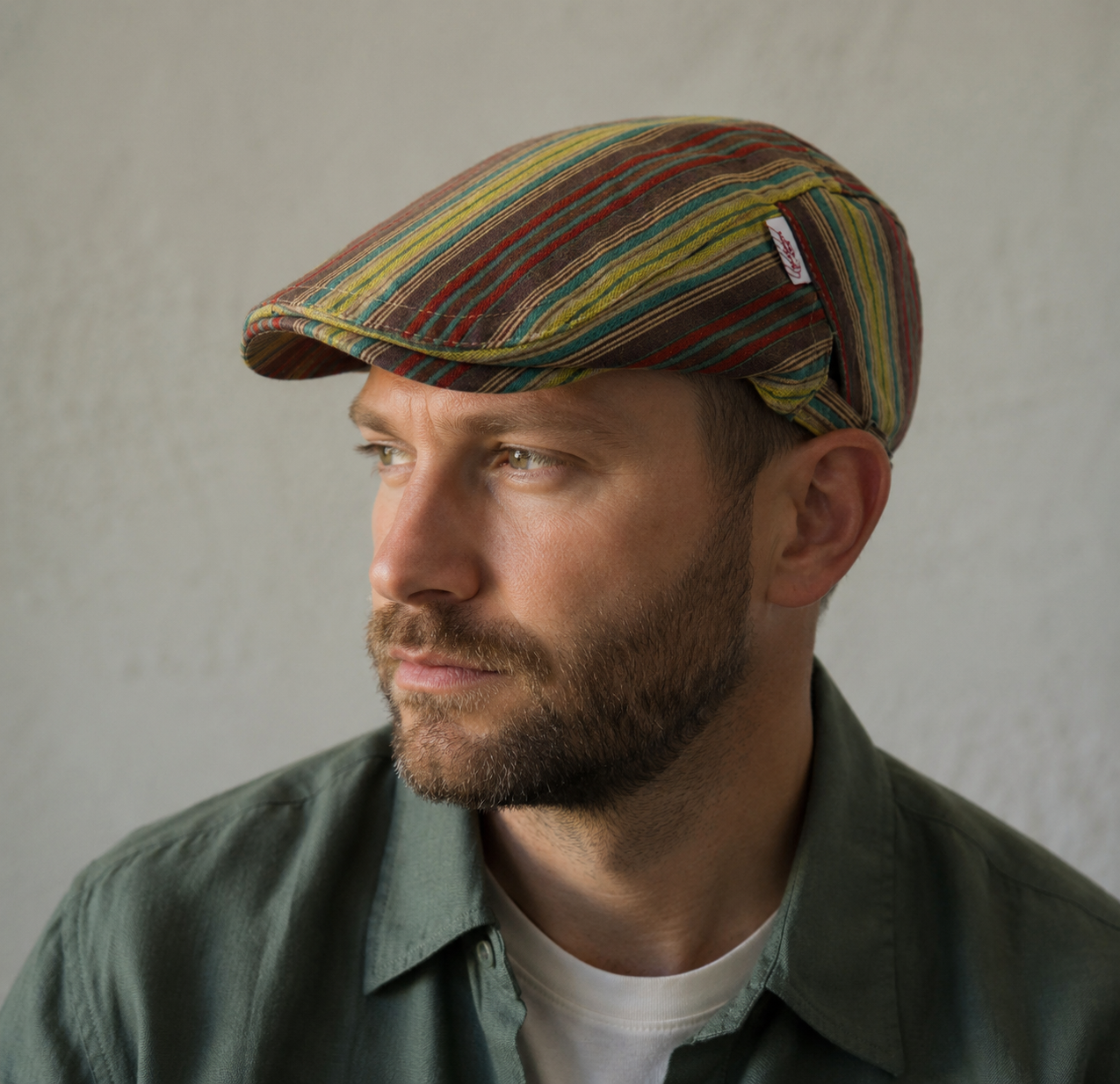 Cotton Flat Cap – Adjustable Striped Flat Cap Style | Breathable Summer Hat