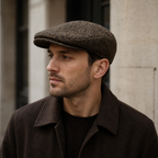 Wool Flat Cap - Adjustable Brown Dot Pattern Classic Hatloom Hat for Men