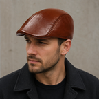 Leather Duckbill Cap – Vegan Leather Flat Cap Style | Unisex Hat Size 56-58