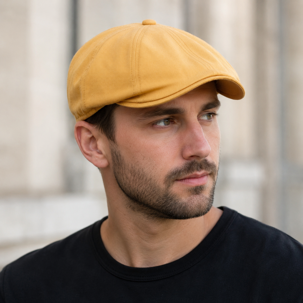 6 Panels Cabbie Cap – Organic Cotton Adjustable Flat Cap Hat for Men & Women