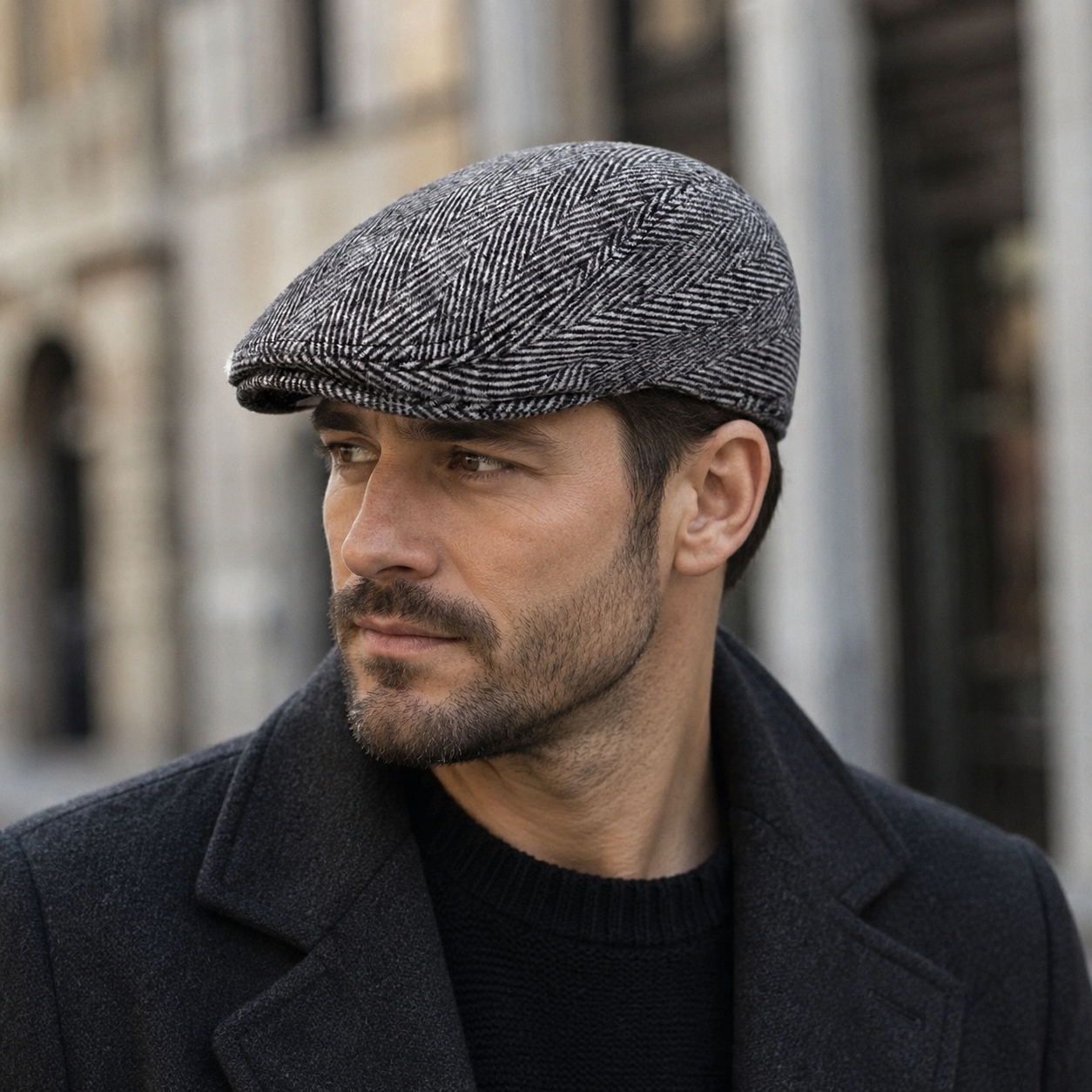 Vintage Flat Cap – Classic Herringbone Cotton Hat For Men & Women, Adjustable Size