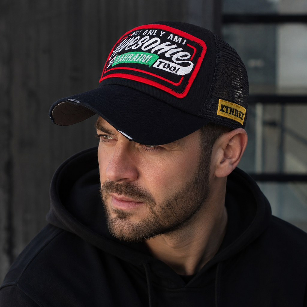 Bahraini Trucker Cap - Organic Cotton Adjustable Mesh Back Hat With Sun Protection