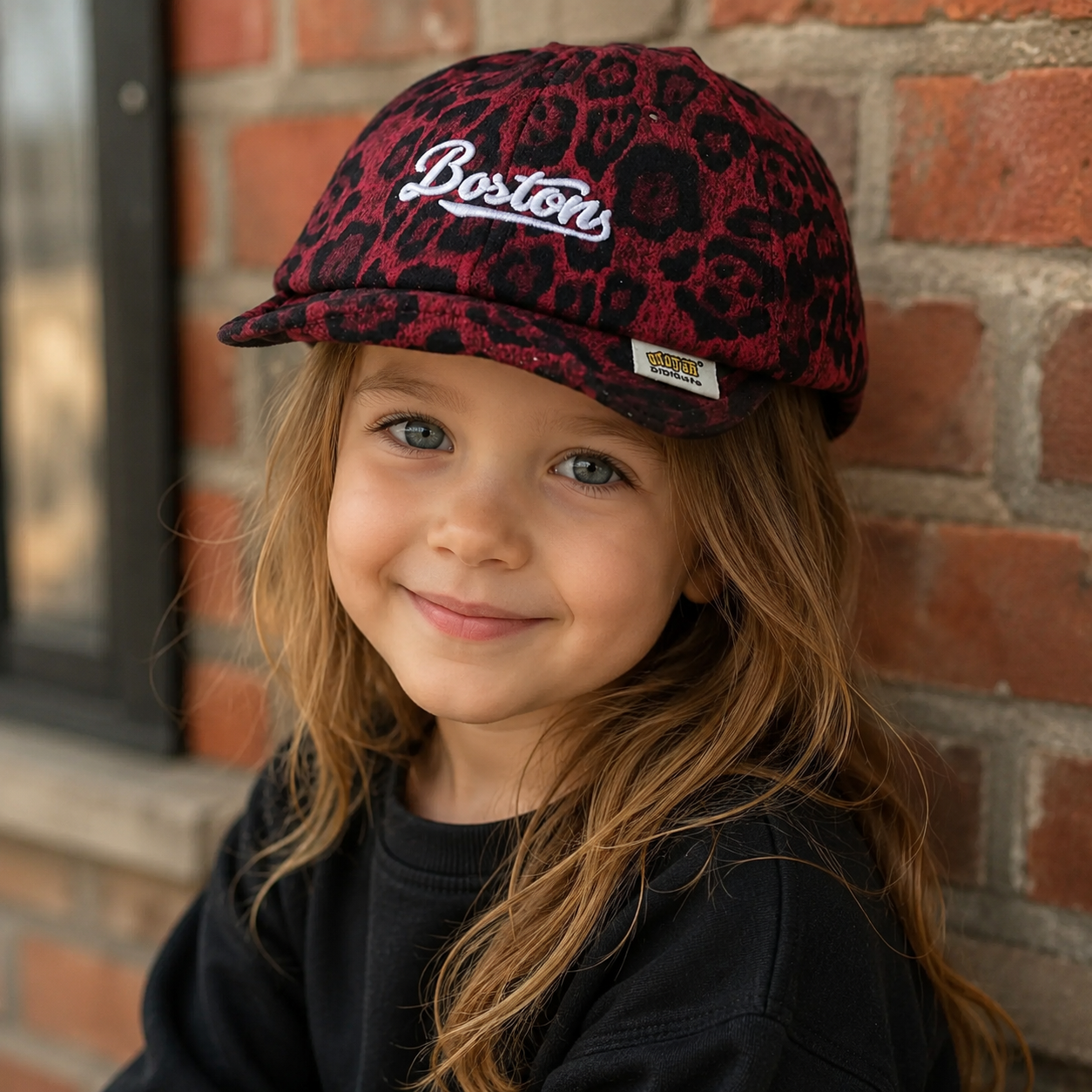 Kids Baseball Cap - Leopard Print Short Brim Organic Cotton Adjustable Hat