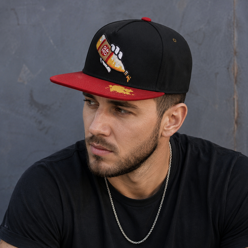 Black Red Snapback Adjustable Cotton Cap – 40 OZ Embroidered Streetwear Hat
