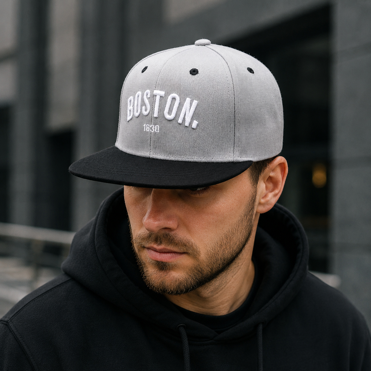 Boston Snapback Cap – Adjustable Embroidered Acrylic Baseball Hat by Hatloom