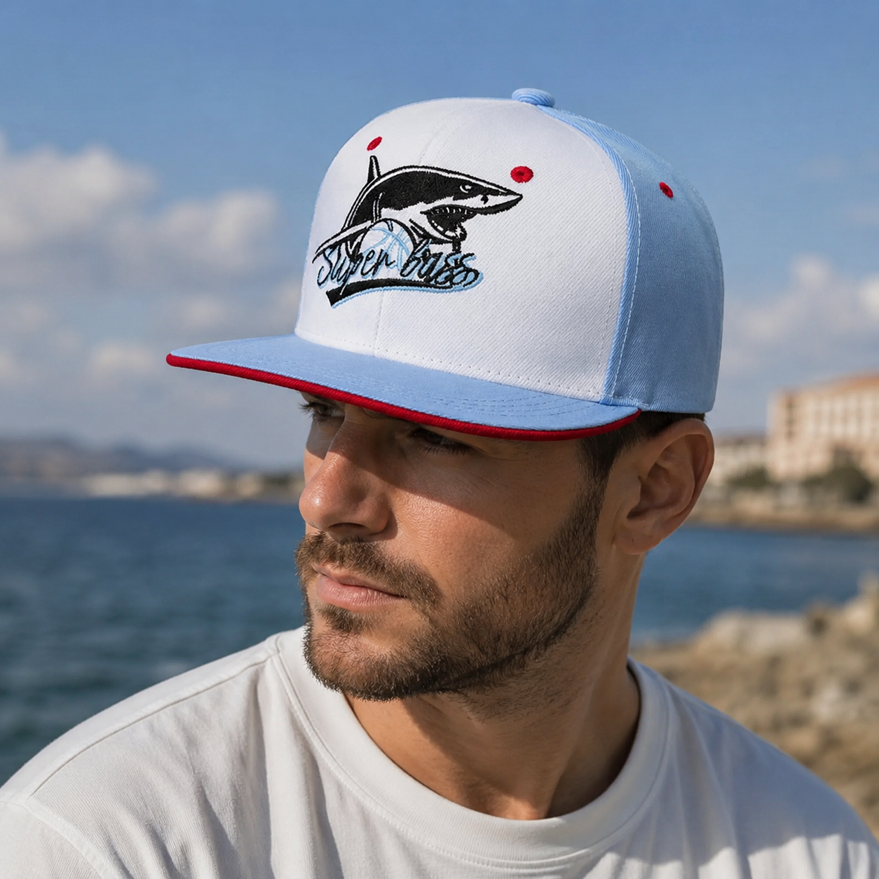 Snapback Cap Adjustable Hat 55-61cm Cotton Shark Design Unisex Style