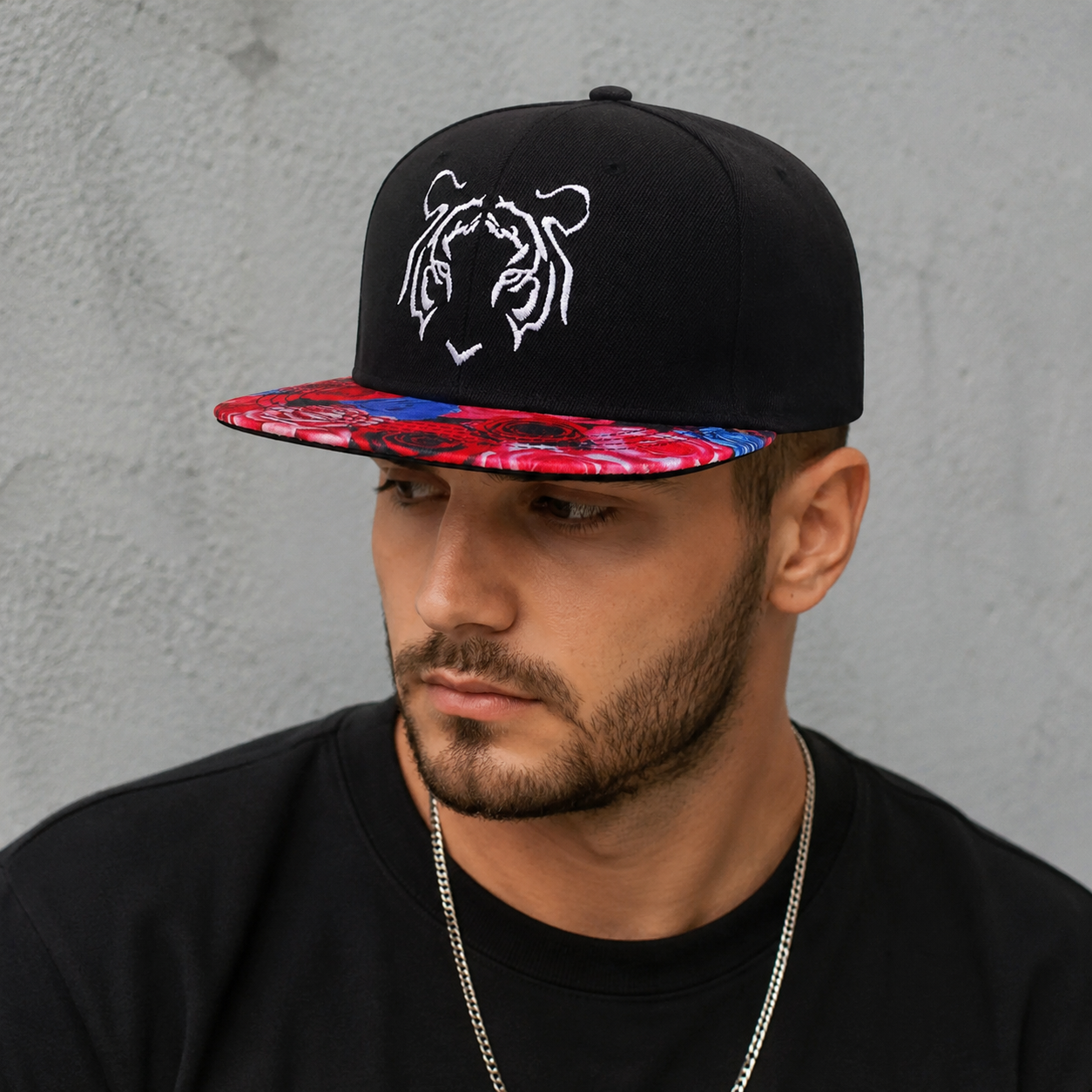 Snapback Cap Adjustable Acrylic Baseball Hat With Roses Design - Unisex Streetwear