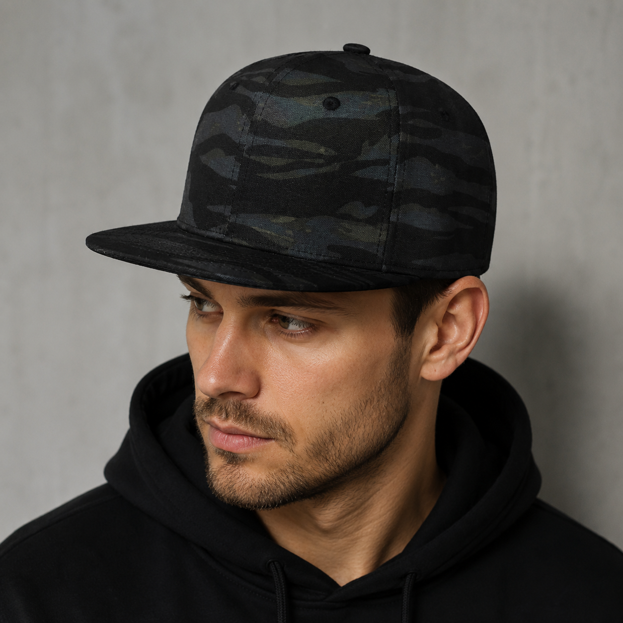 Dark Camouflage Snapback Adjustable Cotton Acrylic Cap | Urban Camo Hatloom