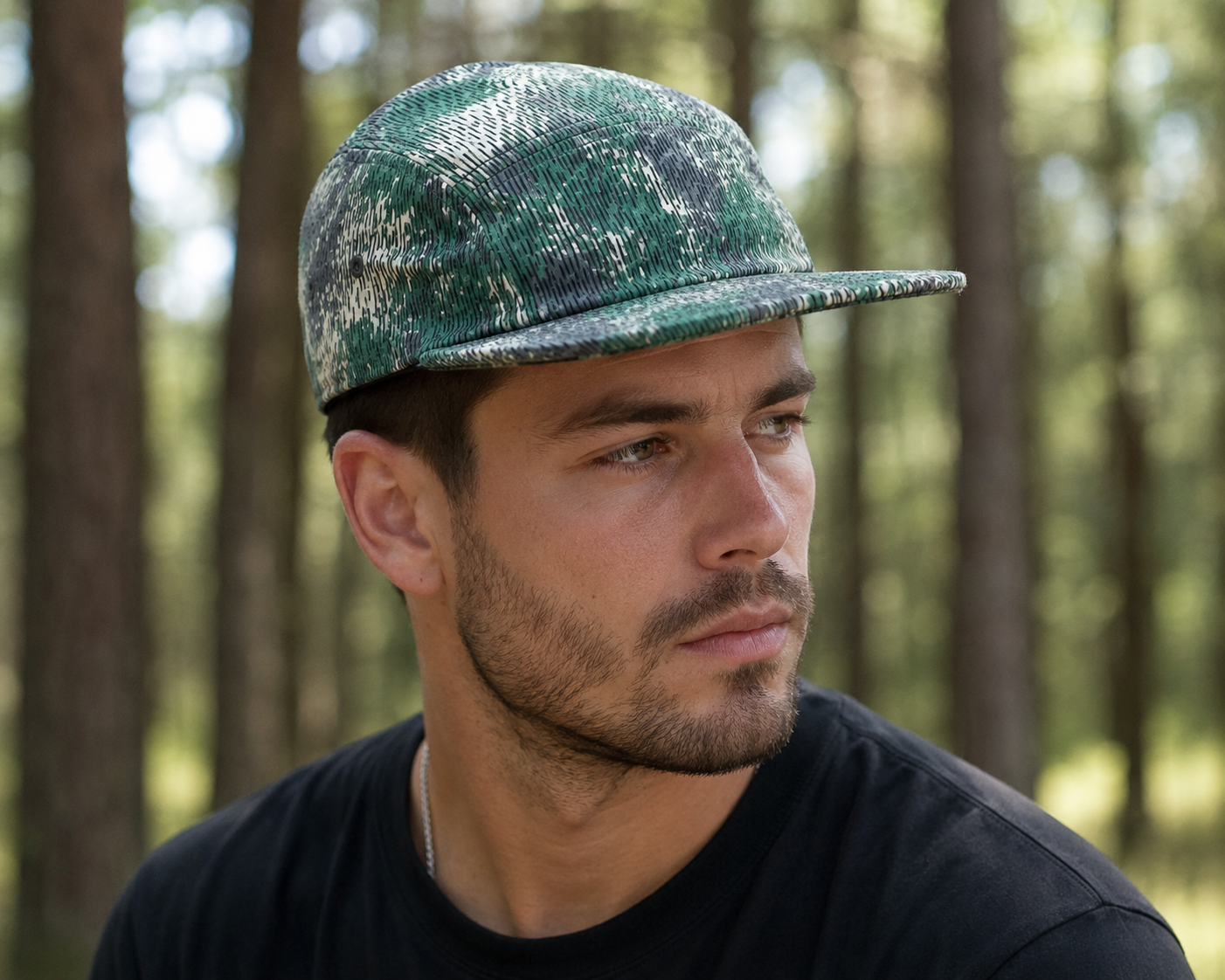 Camouflage 5 Panels Cap – Adjustable Cotton Acrylic Hat for Outdoor Sun Protection