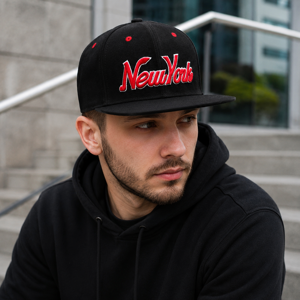Black Red Snapback Adjustable Cap – NYC Urban Style Acrylic Baseball Hat