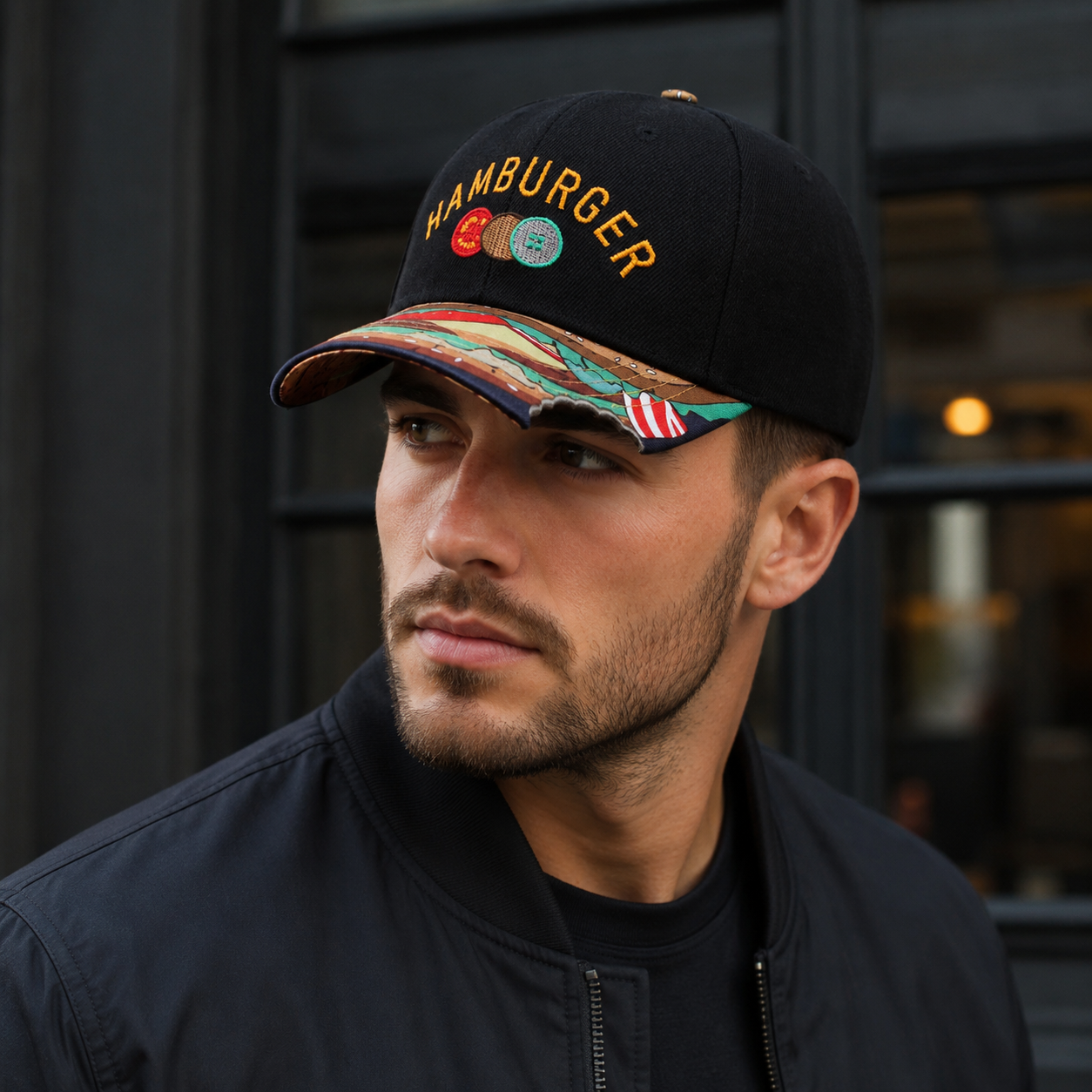 Baseball Snapback Cap – Adjustable Acrylic Hat With Bitten Visor & Embroidered Design