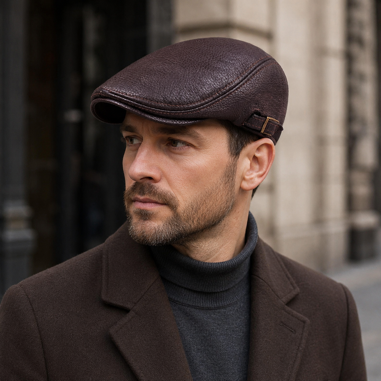 Vegan Leather Flat Cap – Adjustable Unisex Winter Headwear by Hatloom