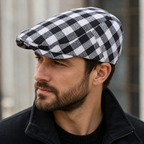 Cotton Flat Cap – Adjustable Plaid Flat Cap Hat for Men & Women Classic Style