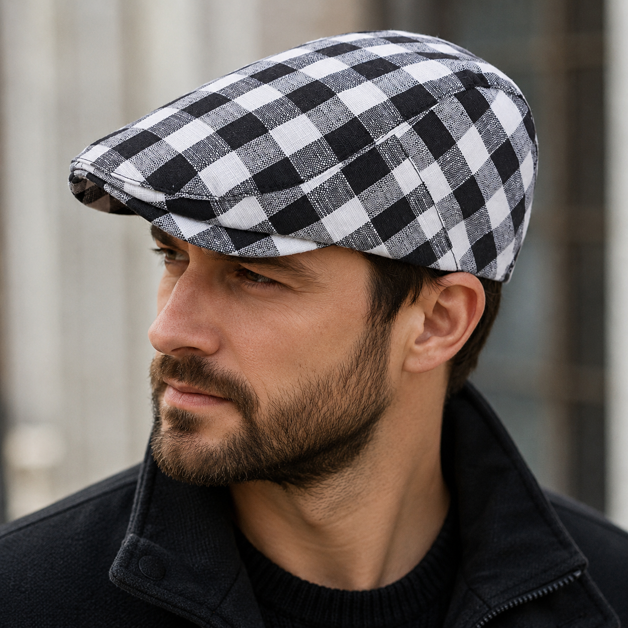 Cotton Flat Cap – Adjustable Plaid Flat Cap Hat for Men & Women Classic Style