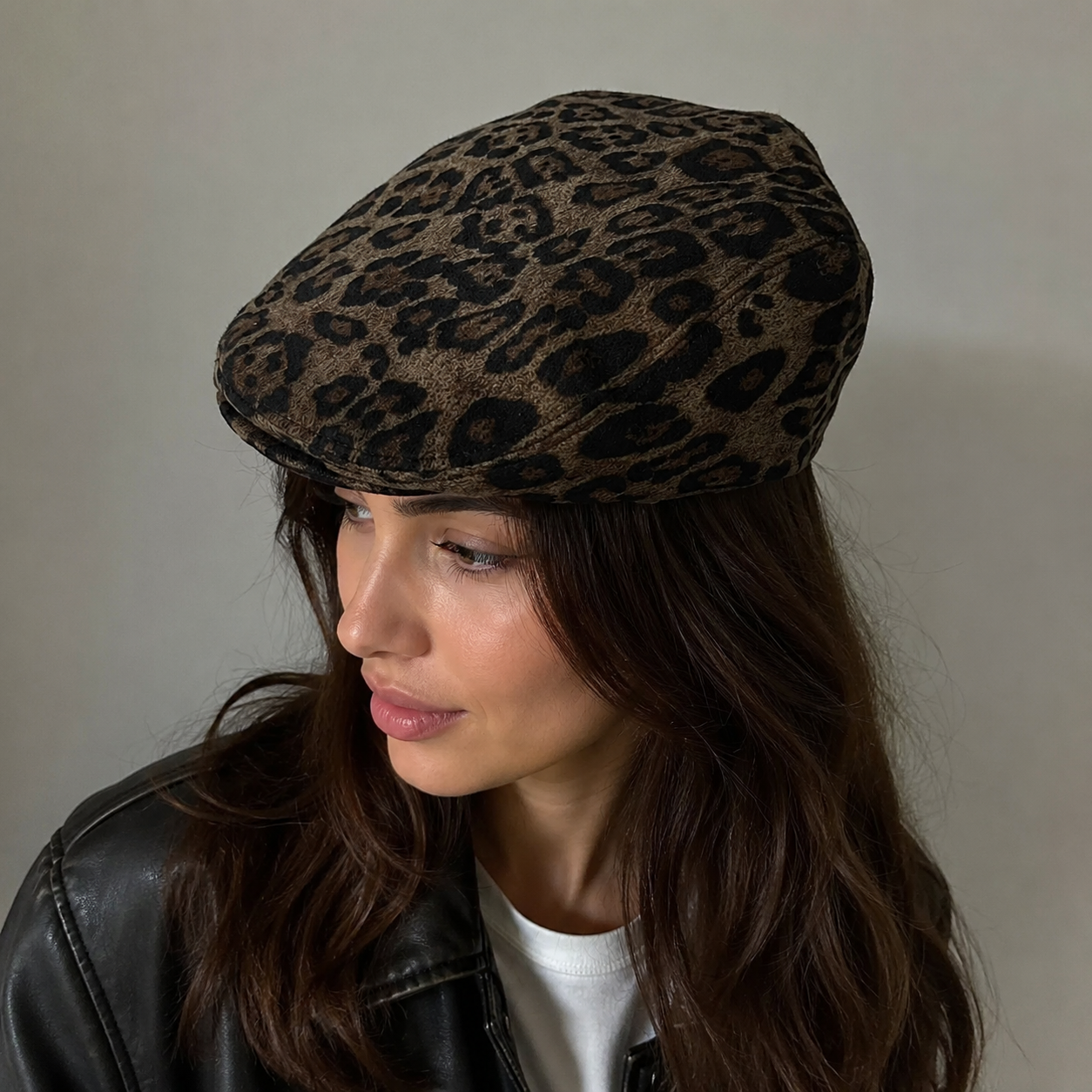 Leopard Print Flat Cap – Adjustable Cotton Hat | Stylish Summer Animal Print