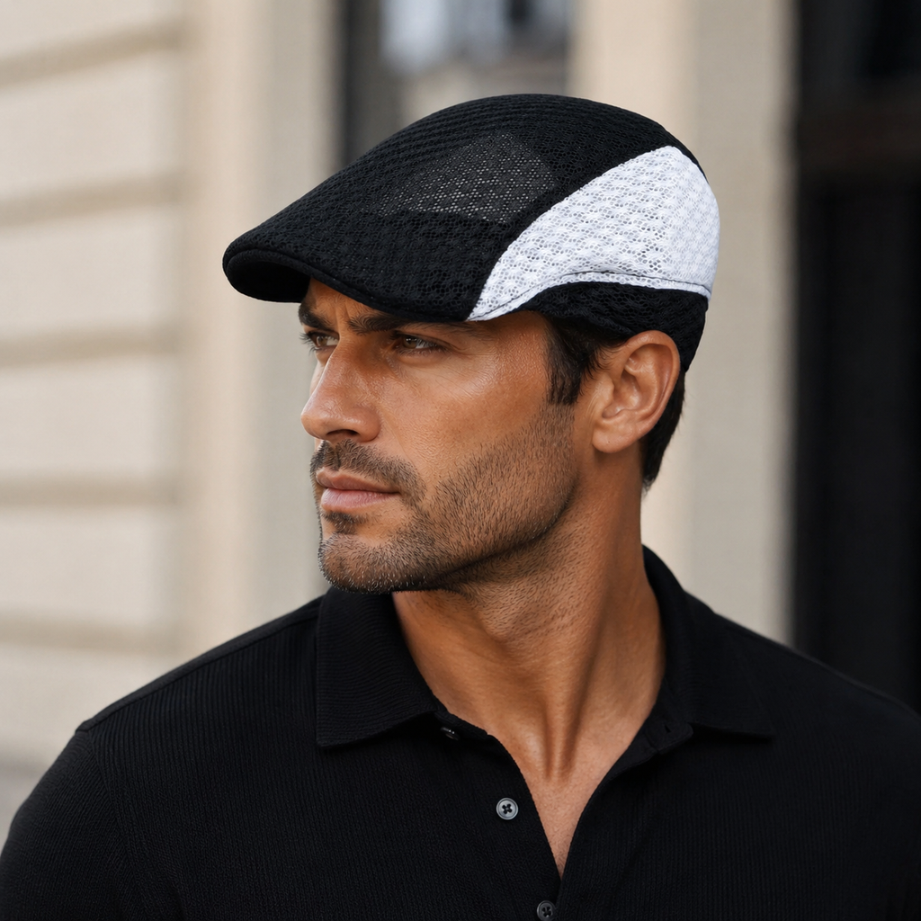 Summer Mesh Flat Cap - Breathable Lightweight Quick Drying Hat Unisex Headwear