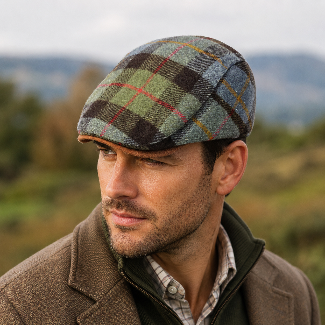 Plaid Flat Cap – Adjustable Cotton Tartan Hat for Men & Women | Classic Stylish Design