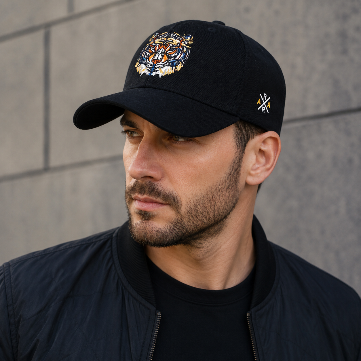 Tribal Tiger Baseball Cap - Black Adjustable Cotton Acrylic Hat With Embroidered Logo