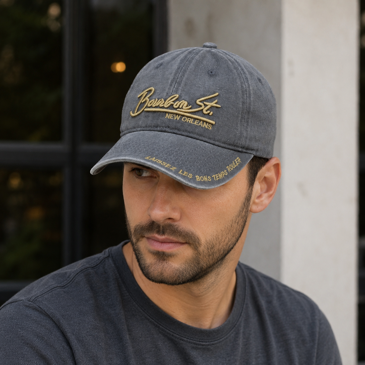 Washed Cotton Baseball Cap - Adjustable Organic Cotton Hat | Embroidered New Orleans Style