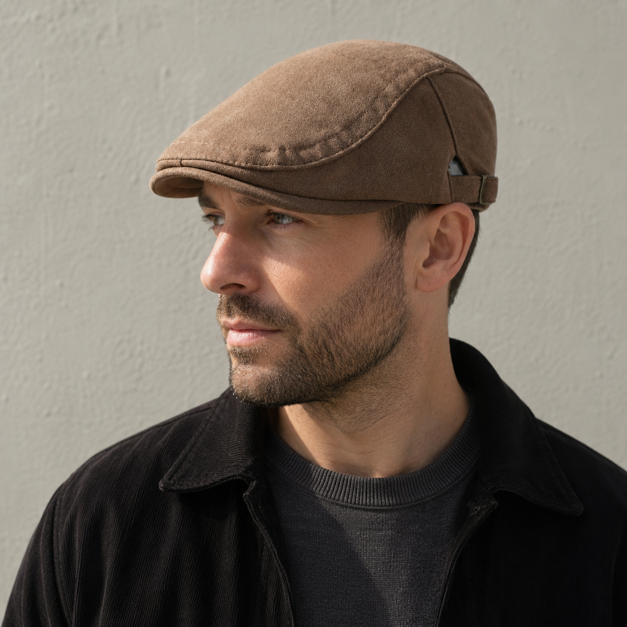 Suede Flat Cap – Adjustable Vegan Suede Hat For Summer Casual Wear