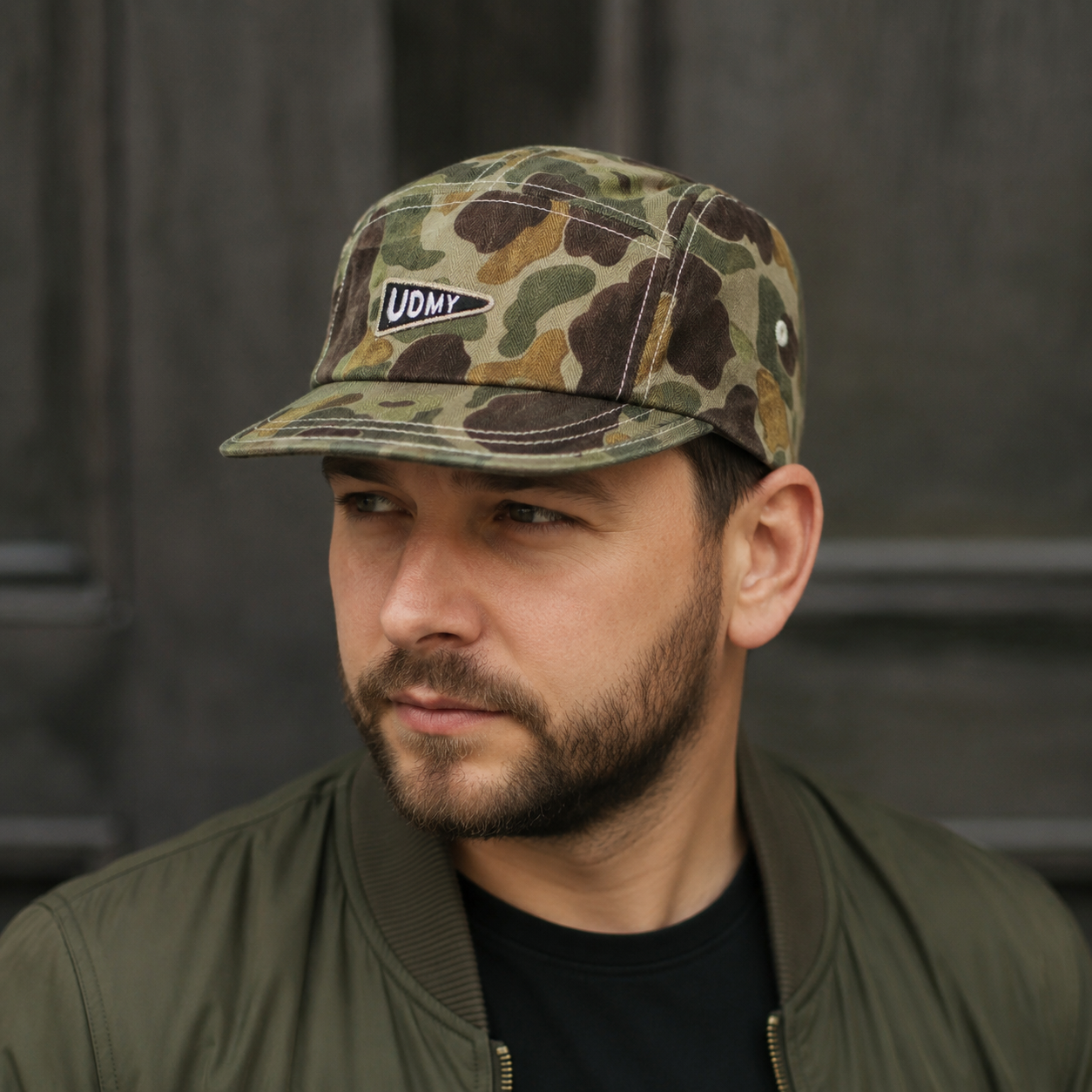 Camouflage Baseball Cap – Adjustable Organic Cotton 5 Panels Hat With Embroidered Logo