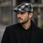 Woolen Flat Cap – Adjustable Plaid Tartan Wool Hat Size 56-61 cm Classic Winter