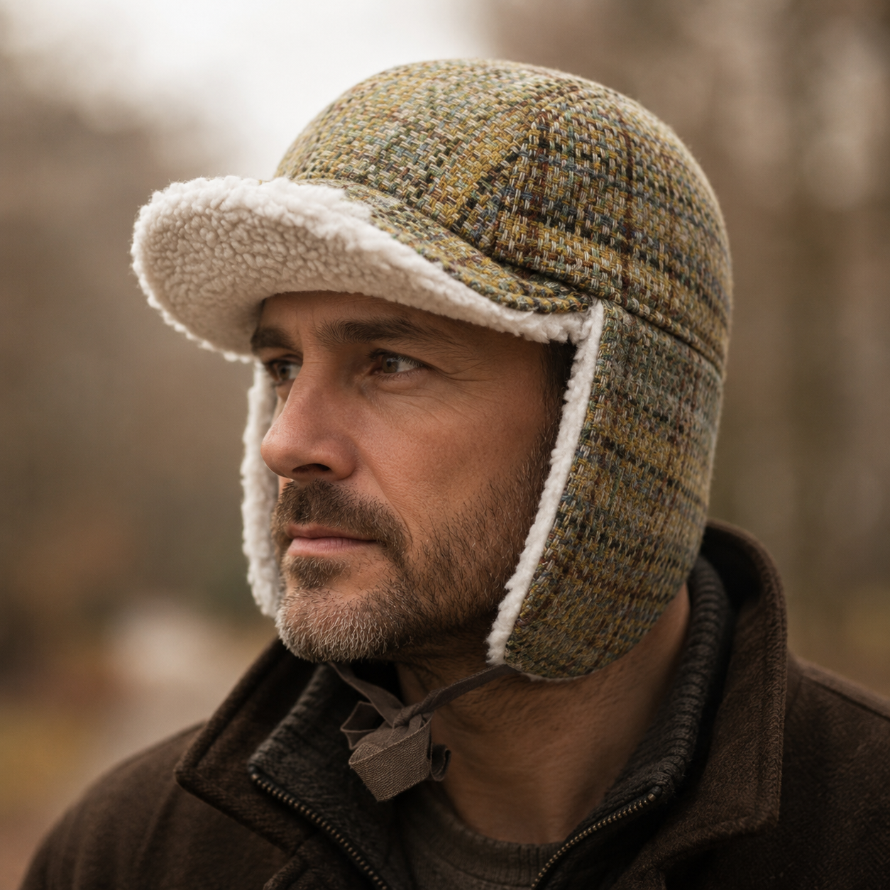Fur Trapper Hat – Knitted Winter Baseball Cap With Folding Earflaps & Cold Protection