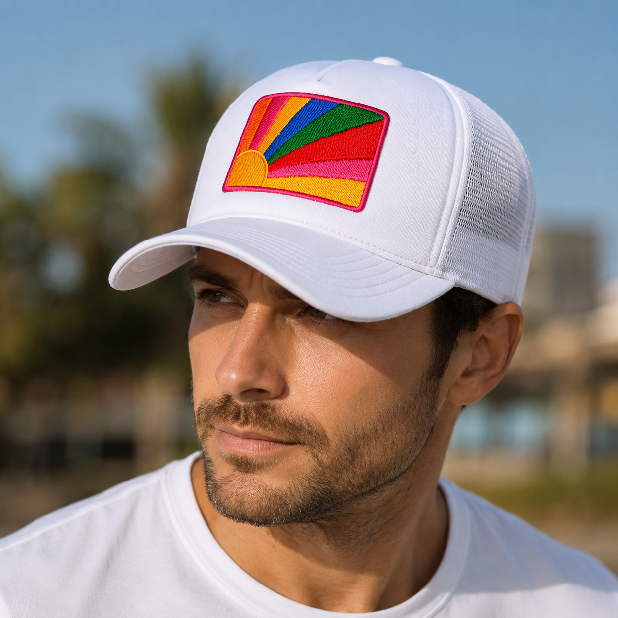 Retro Trucker Cap – Adjustable Organic Cotton Hat with Embroidered Logo Design