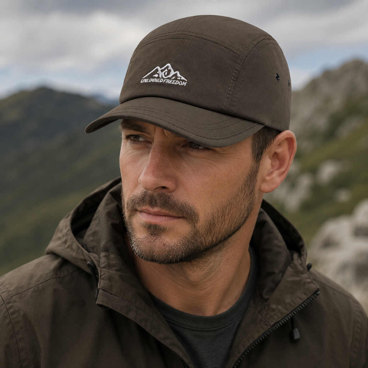 Short Brim Cap - 5 Panels Cap With Flat Visor | Organic Cotton Hatloom Caps