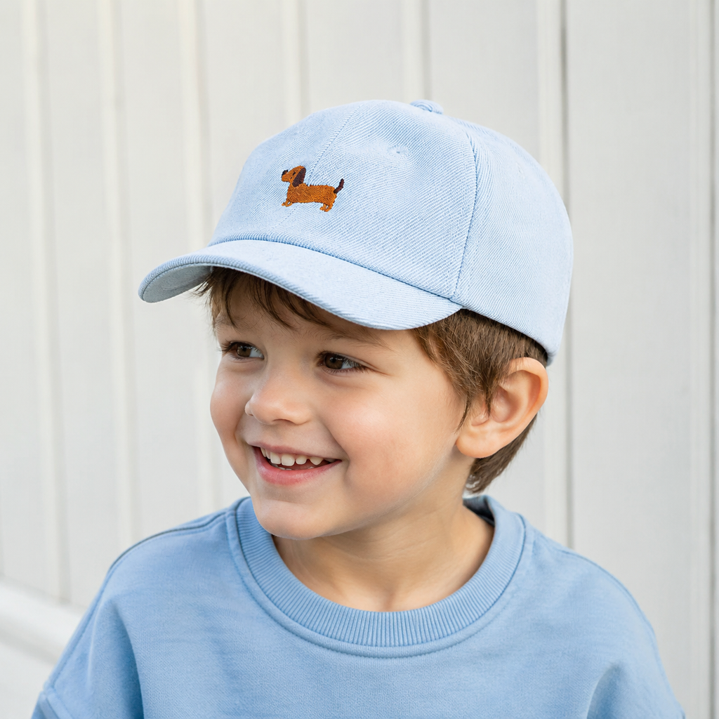 Kids Baseball Cap - Organic Cotton Adjustable Short Brim Hat for Toddlers