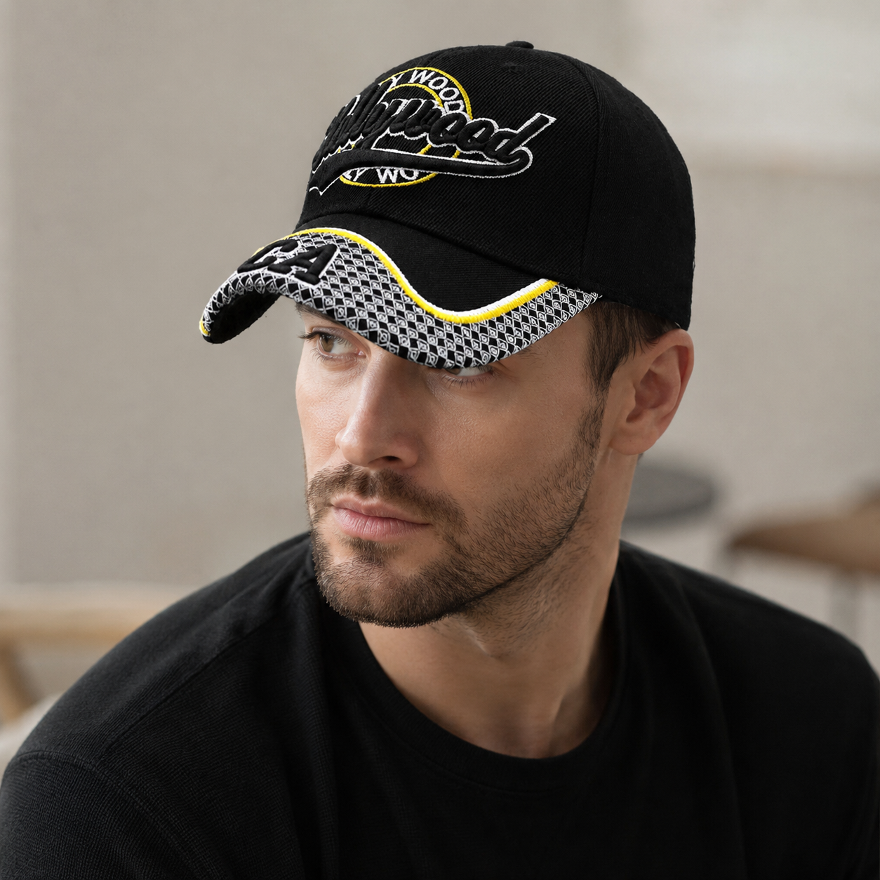 Hollywood Baseball Cap – Adjustable Cotton Acrylic Hat With Embroidered Details