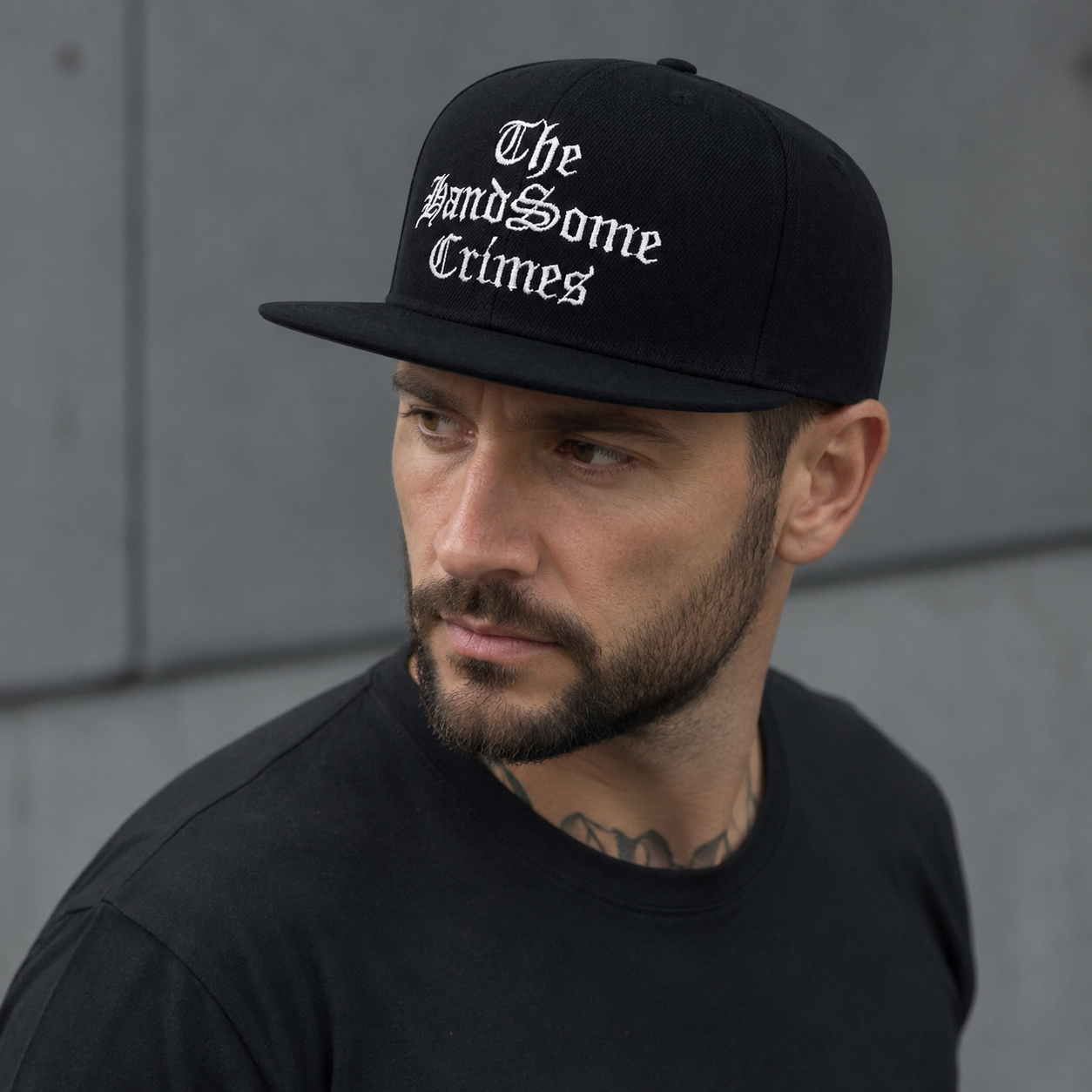 Black Snapback Cap – Adjustable Cotton Baseball Hat With Embroidered Logo