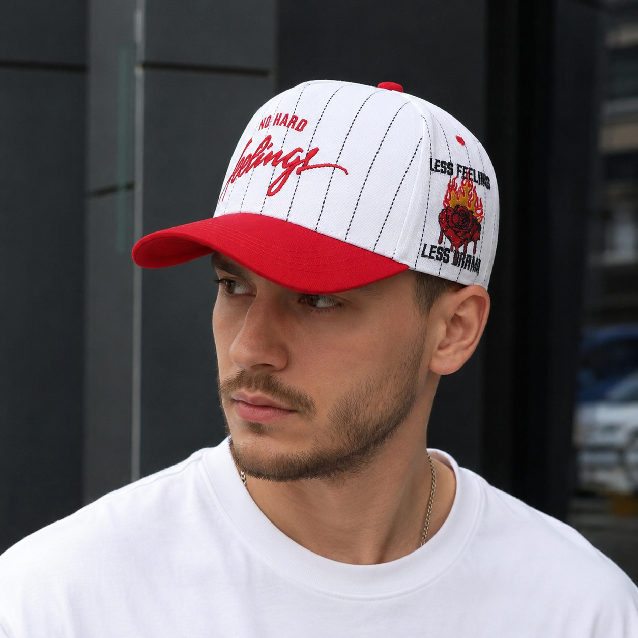 Striped Baseball Cap – Adjustable Cotton Acrylic Hat With Embroidered Logo