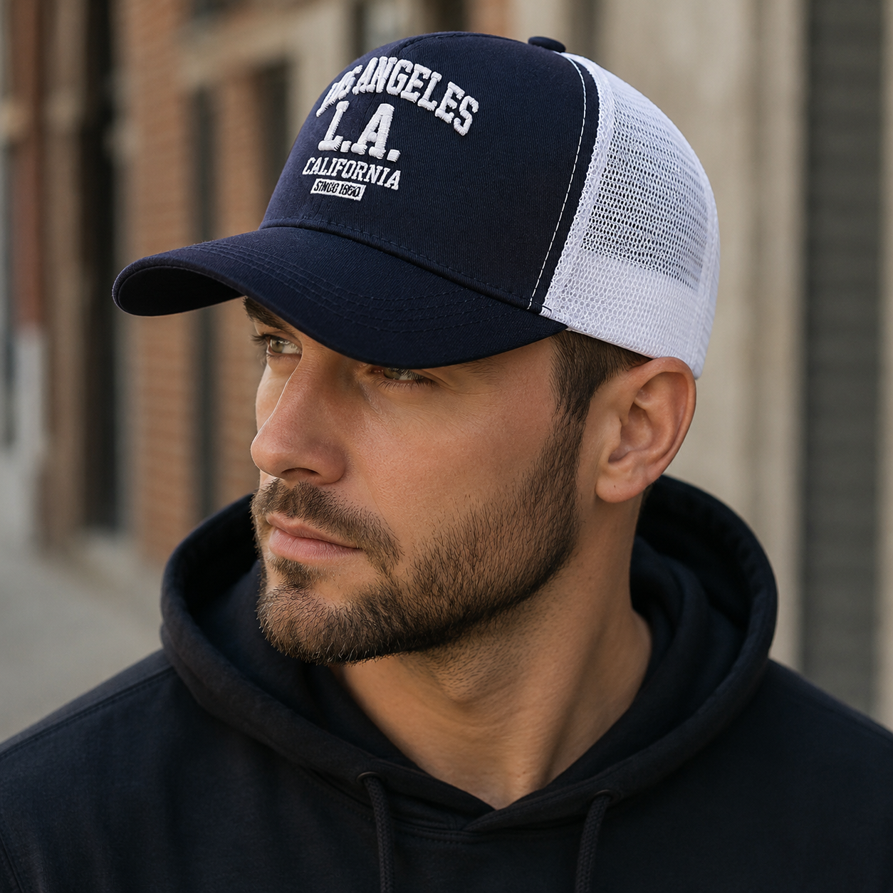 Los Angeles Trucker Cap – Adjustable Acrylic Breathable Baseball Style Hat