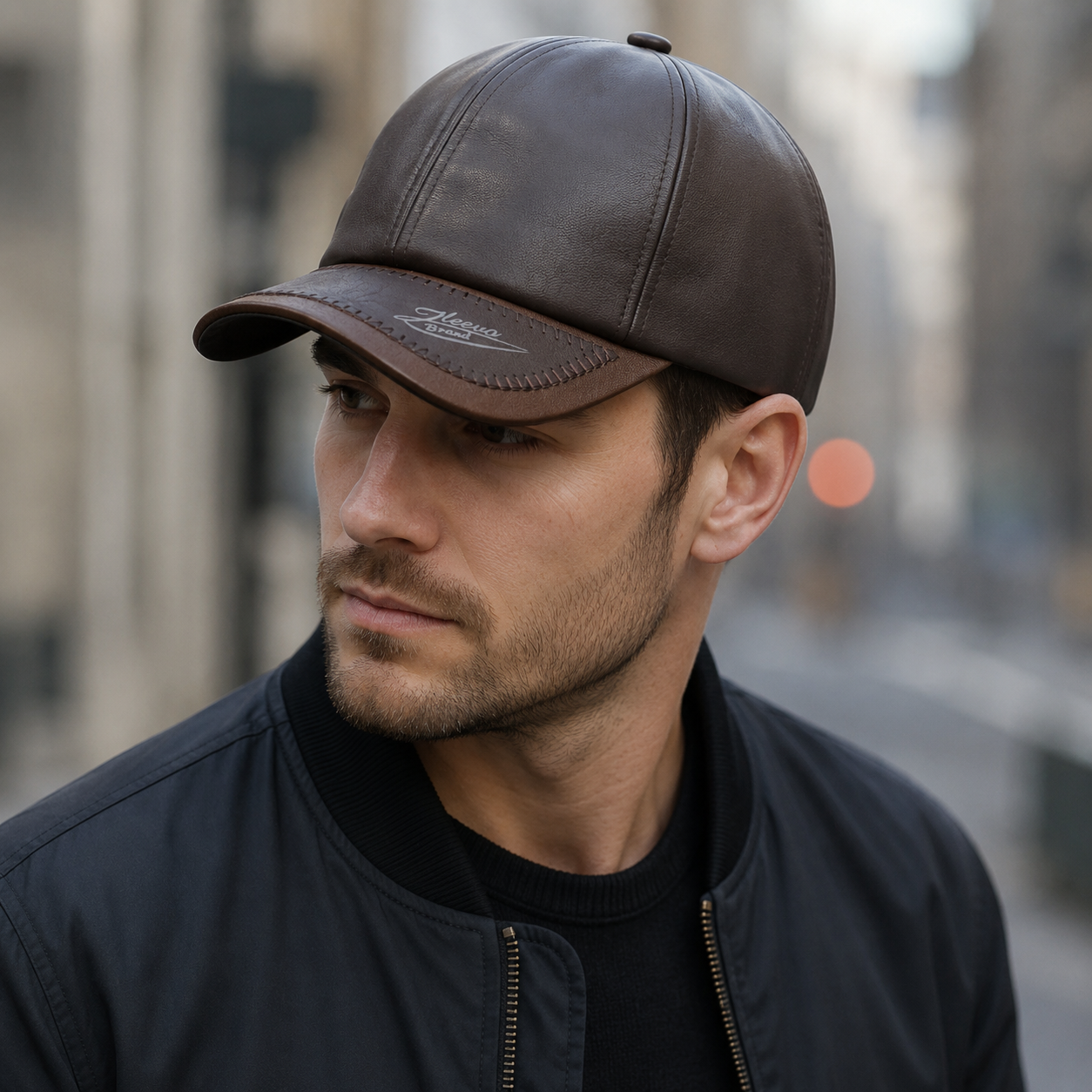Leather Baseball Cap – Adjustable Vegan Leather Hat 55-60 cm Unisex Headwear
