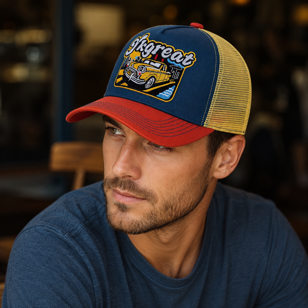 Trucker Cap Adjustable Hat – Breathable Cotton Acrylic Blend With Embroidered Logo