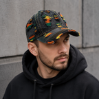 Scratched Baseball Cap - Adjustable Cotton Acrylic Hat | Breathable Summer Style
