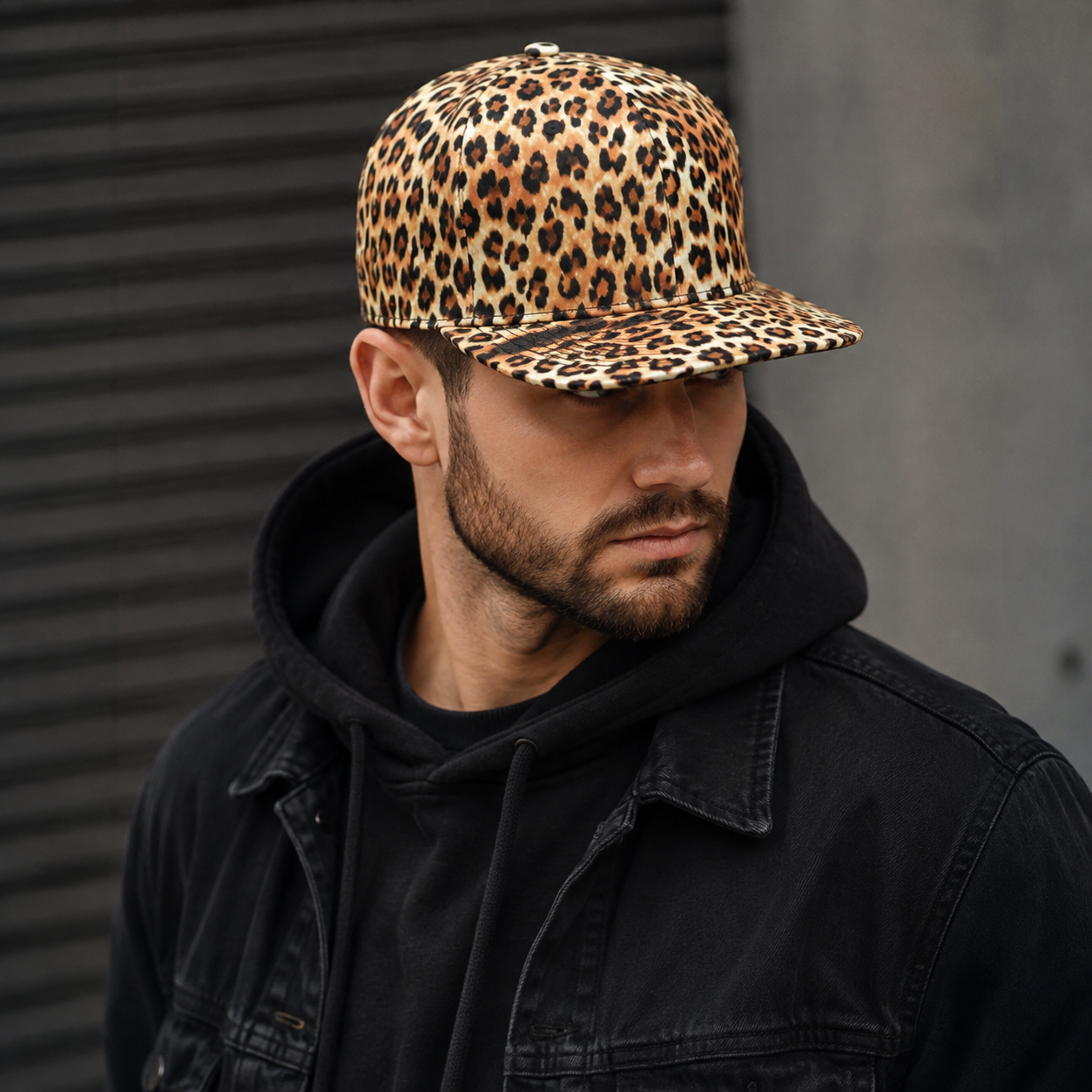 Leopard Print Snapback Adjustable Hat – Stylish Cotton Acrylic Cap by Hatloom