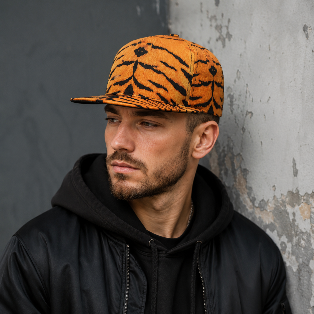 Tiger Print Snapback Cap - Adjustable Cotton Acrylic Baseball Hat for Summer Style