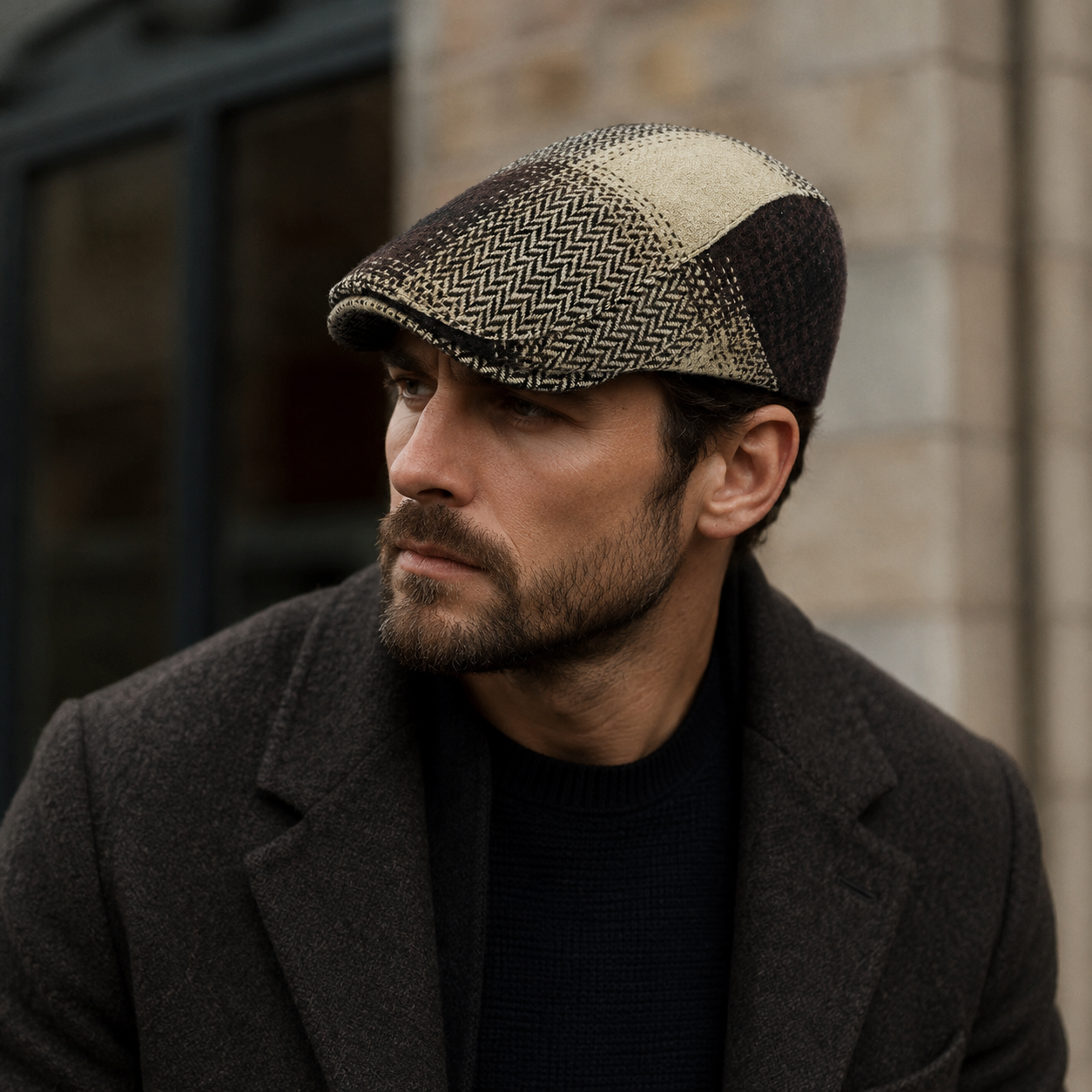 Patchwork Flat Cap – Organic Cotton Adjustable Hat With Breathable Sweatband