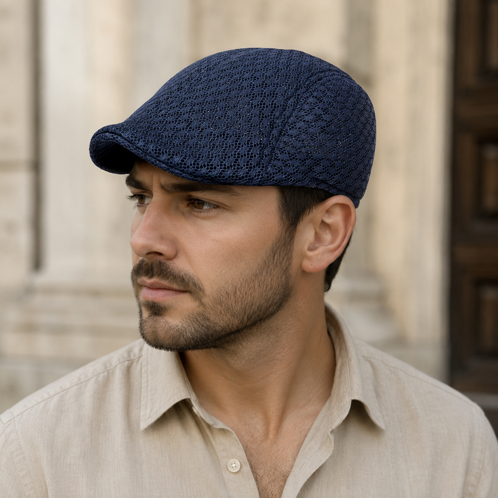 Mesh Flat Cap – Adjustable Cotton Breathable Summer Hat for Men & Women