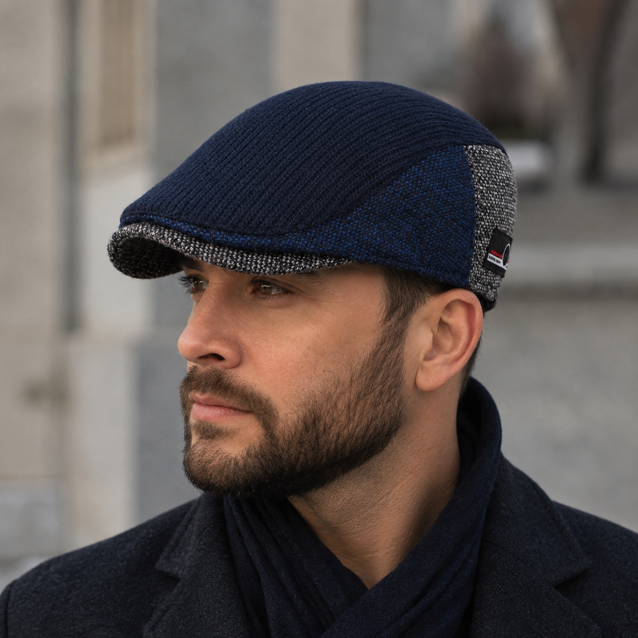 Knitted Flat Cap – Adjustable Cotton Striped Patchwork Classic Hat by Hatloom