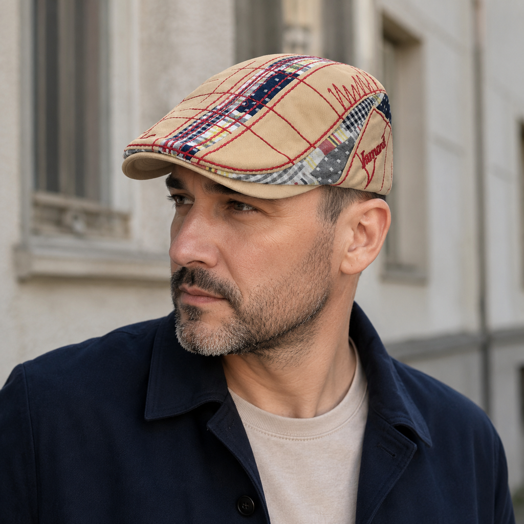 Duckbill Flat Cap – Adjustable Plaid Cotton Classic Flat Headwear by Hatloom