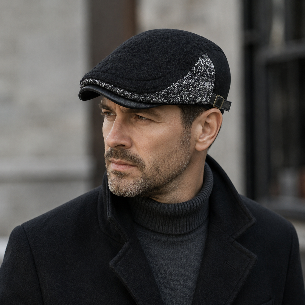 Patchwork Cotton Flat Cap – Adjustable Winter Flat Cap For Men | Hatloom