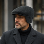 Winter Earflap Flat Cap – Classic Cotton Acrylic Cap With Folding Earflaps