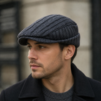 Winter Flat Cap – Adjustable Cotton Striped Classic Warm Headwear for Men