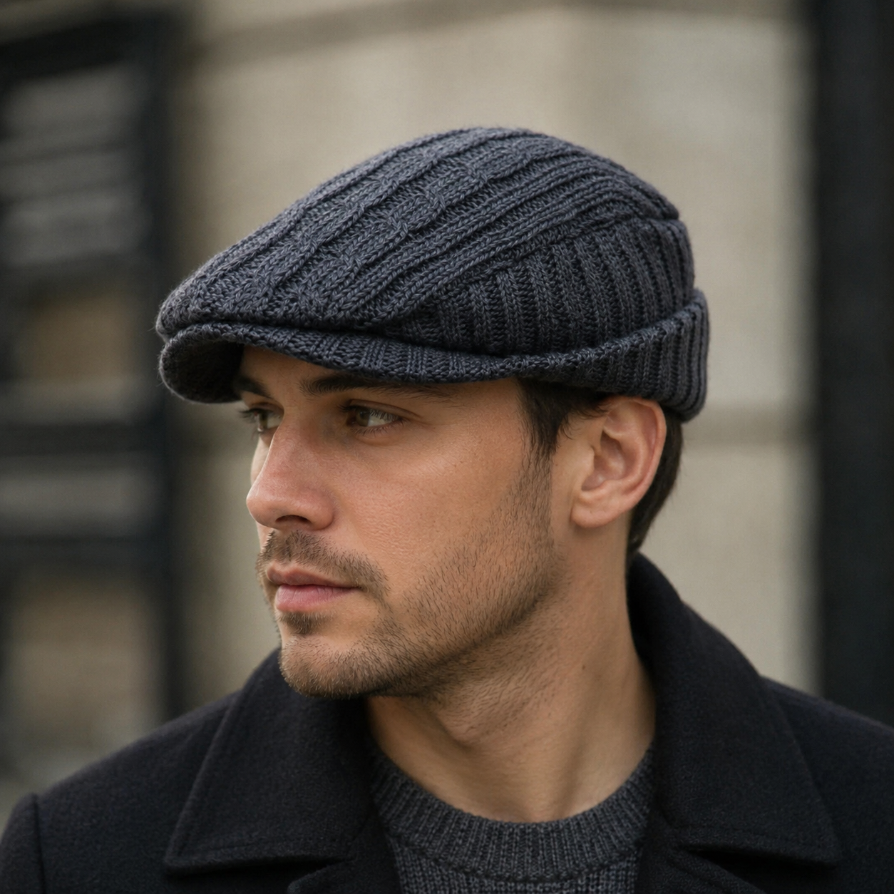 Winter Flat Cap – Adjustable Cotton Striped Classic Warm Headwear for Men